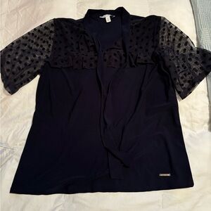 NINE WEST lightweight sheer sleeves with material at neckline to tie (optional)